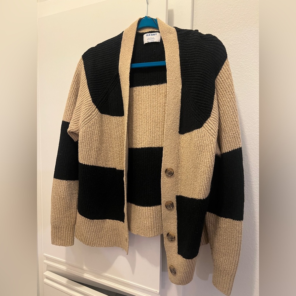 Old navy Black and Tan Striped Cardigan